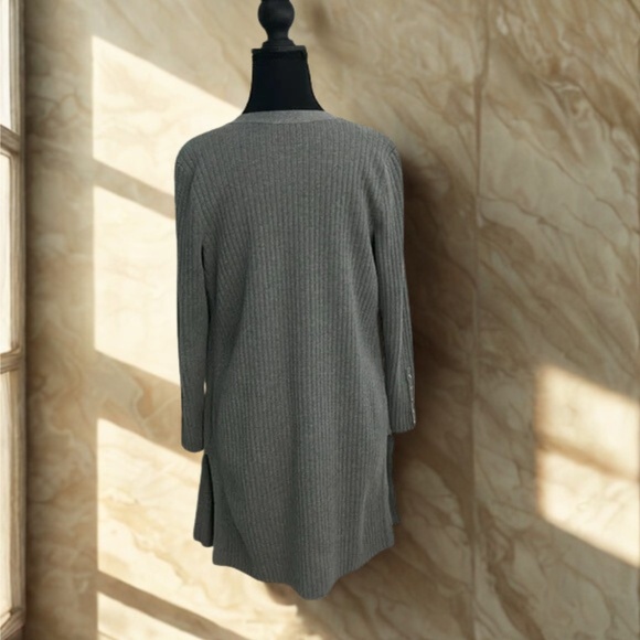 Talbots Heather Gray Ribbed Sweater - Picture 2 of 7